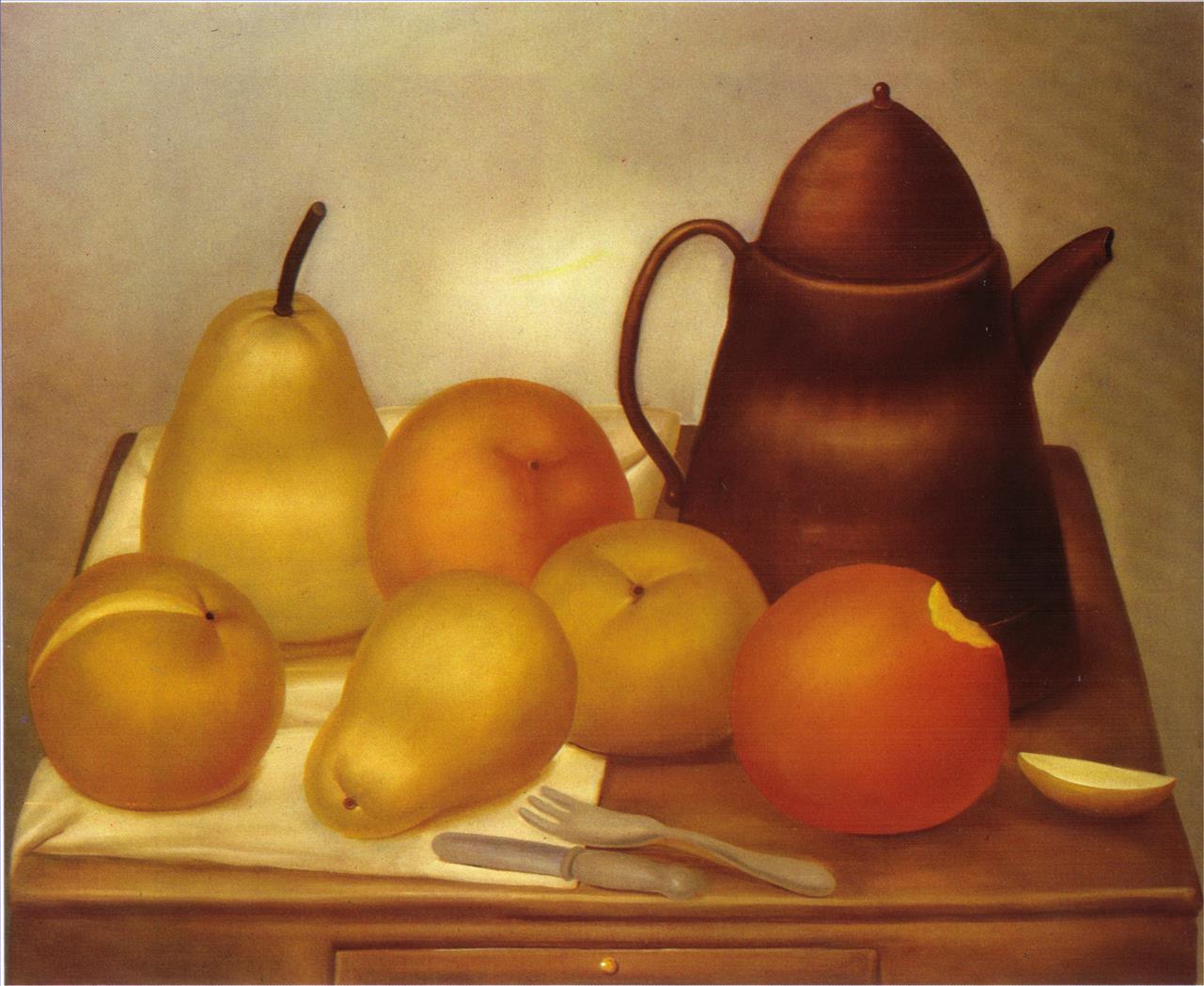 Still Life with Coffee Pot Fernando Botero Oil Paintings